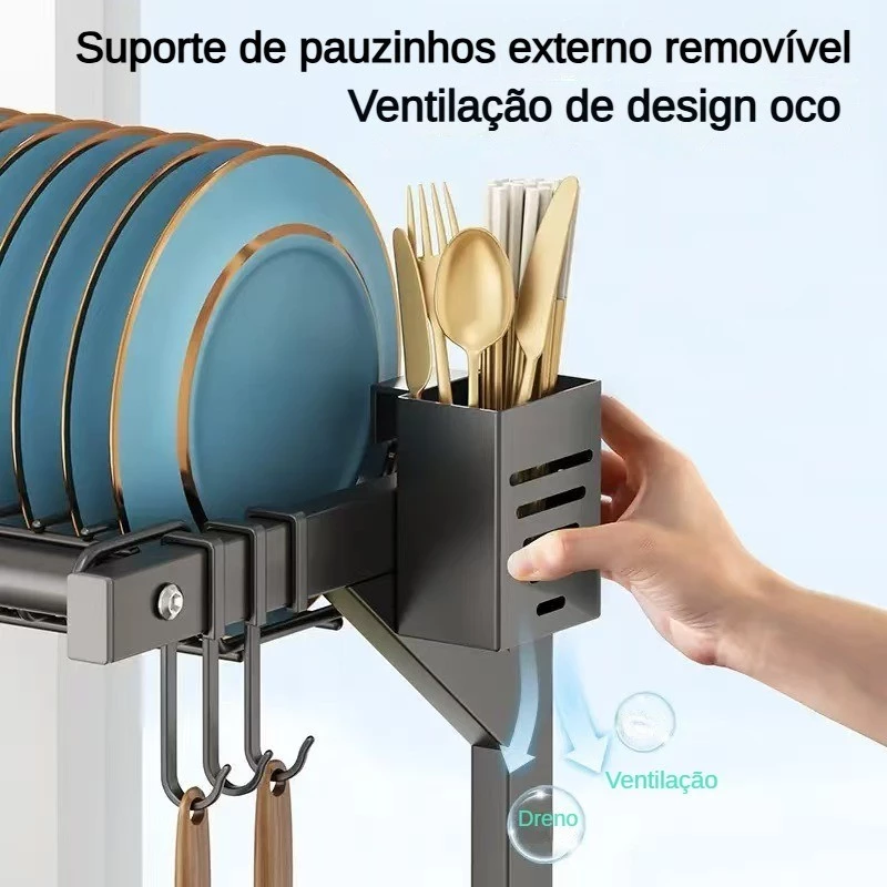Escorredor de Louça Suspenso 85cm em Aço Inoxidável para Cozinha — foto 8
