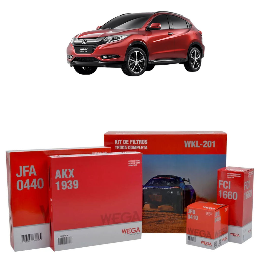 Kit com os 4 Filtros Wega Honda HRV 1.8 16v 2015 até 2019