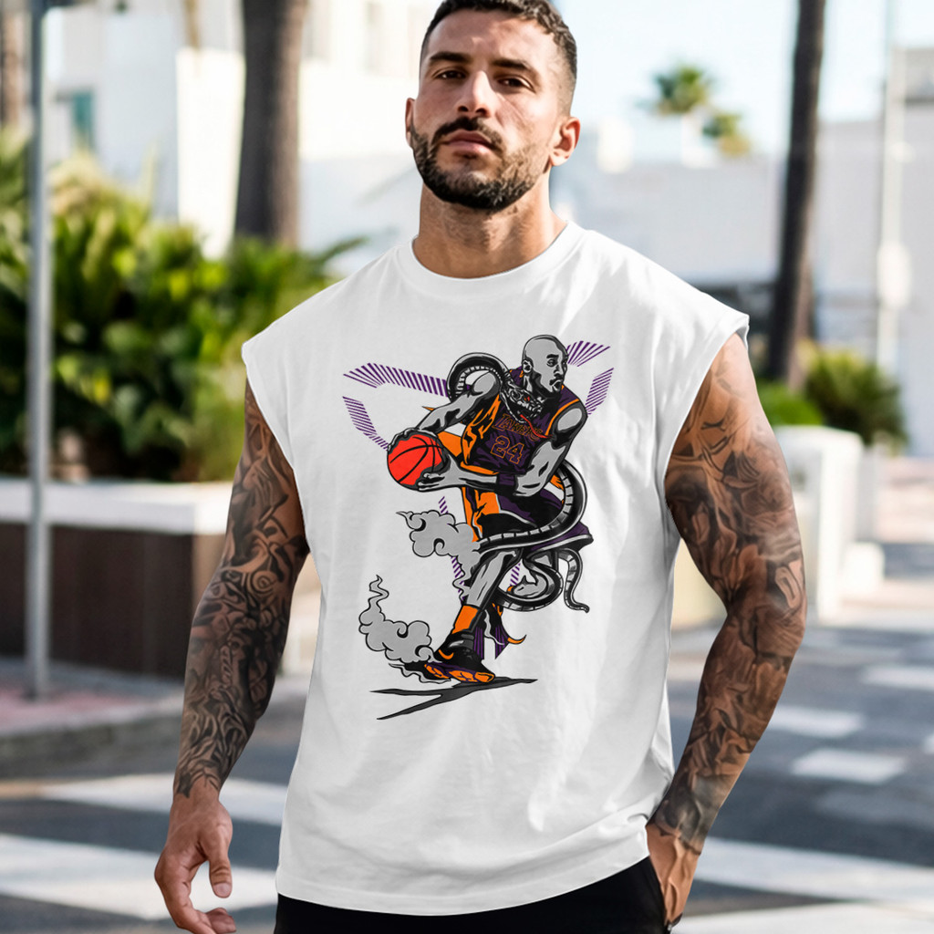 Camiseta Regata Machão Masculina Basquete Kobe Mamba Cobra Regata Cavada Tecido Algodão Confortável