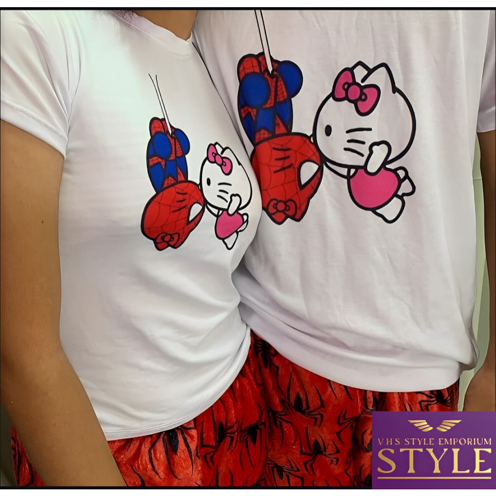 Kit 2 Camisetas Casal Hello Kitty e Homem Aranha - Presente Namorados - conjunto casal vira ORIGINAL em Oferta na Shopee