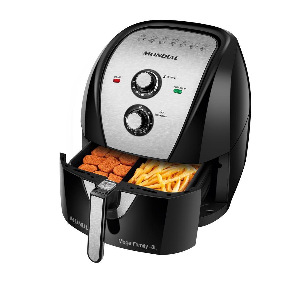 Fritadeira Sem Óleo Air Fryer 8L Mondial Preto/Inox 1900W - AFD-80-BI em Oferta na Shopee