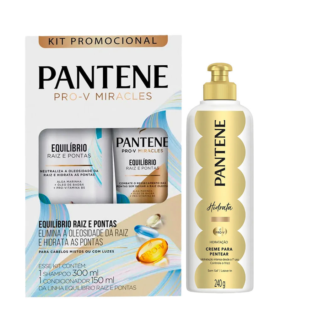 Kit Pantene Equilíbrio Shampoo 300ml + Condicionador 150ml + Creme Para Pentear 240g