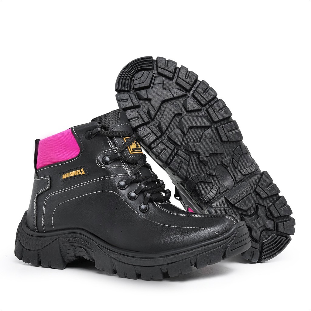 Bota Feminina Cano Médio Coturno Antiderrapante Para Trabalho