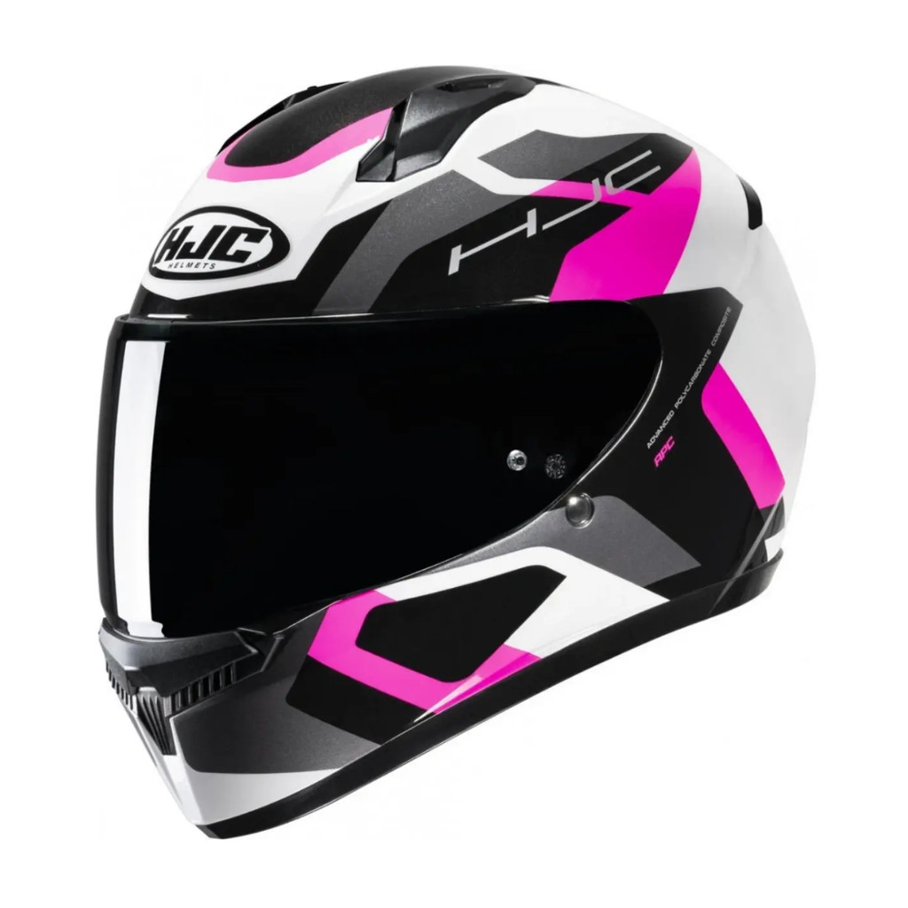 Capacete Moto Hjc C10 Tins Branco Cinza Preto Rosa