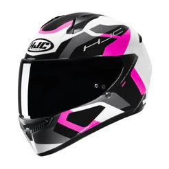 Capacete Moto Hjc C10 Tins Branco Cinza Preto Rosa Fechado