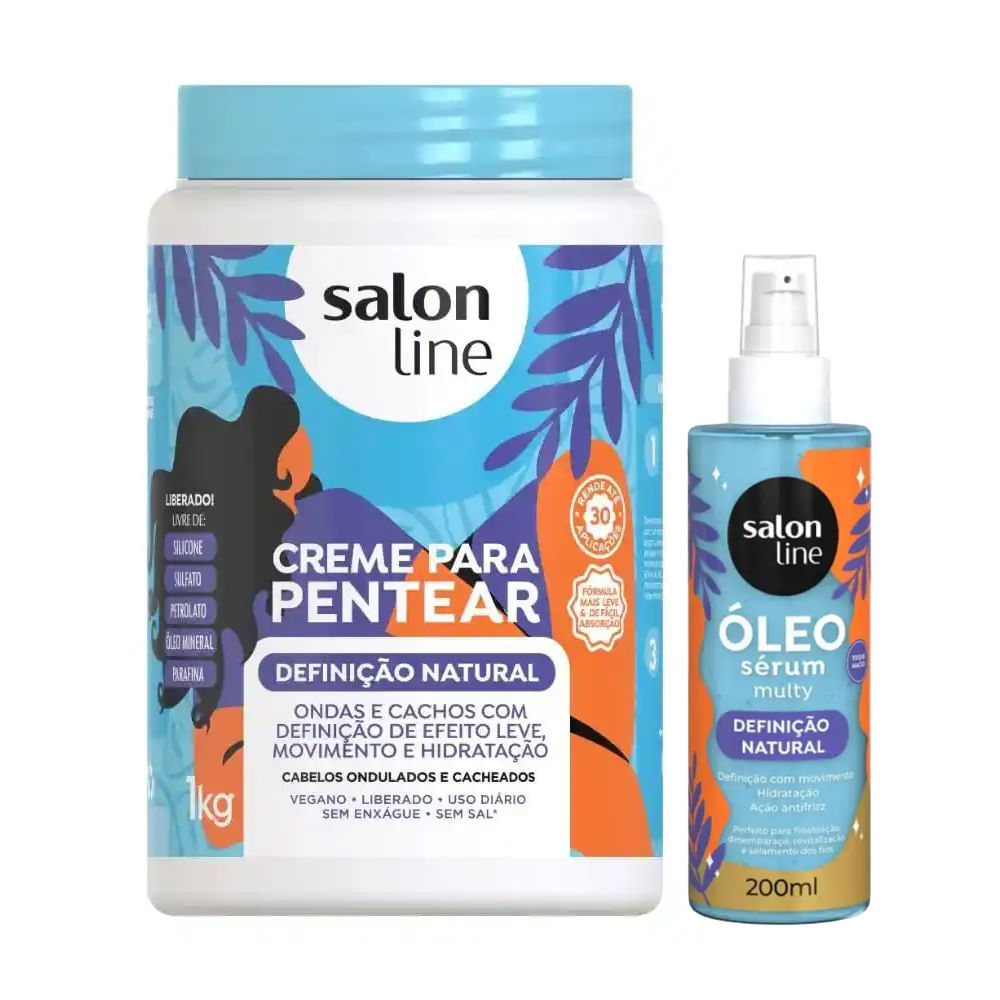Kit Salon Line Creme para Pentear 1kg + Óleo Sérum Definição Natural 200ml em Oferta na Shopee