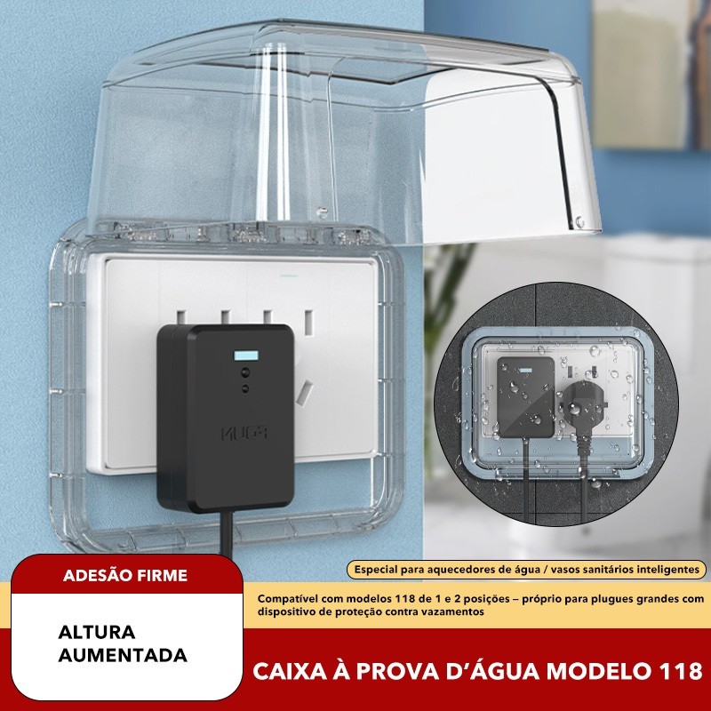 Caixa a Prova Dagua Modelo 118 Protetora Tomada Banheiro Cozinha Adesiva Altura Aumentada