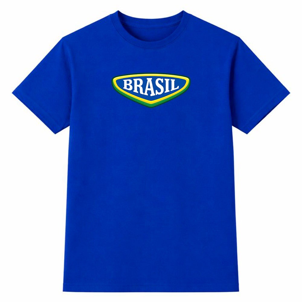 Camiseta Feminina 100% Algodão Camisa Brasil Emblema Clássico Futebol Copa do Mundo Torcida