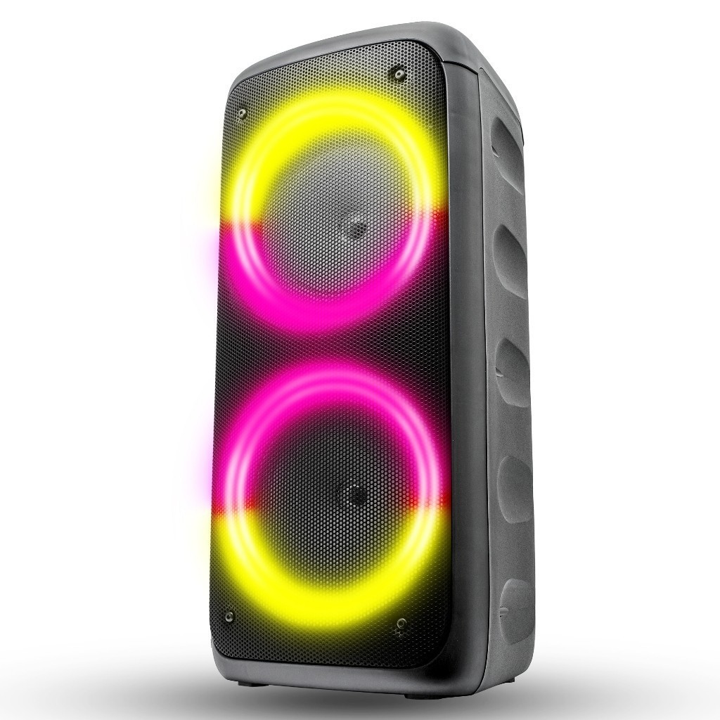 Caixa De Som Amplificada Bluetooth Hi-Fi Iluminação Led RGB Fm Integrado Aux P2 P10 Pendrive Cartão Sd Usb
