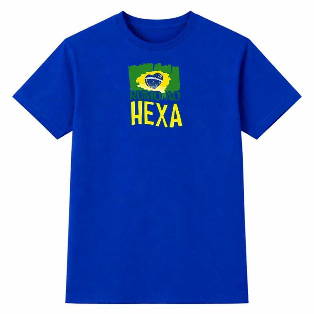 Camiseta Feminina 100% Algodão Camisa Rumo ao Hexa Brasil Copa do Mundo Futebol Seleção