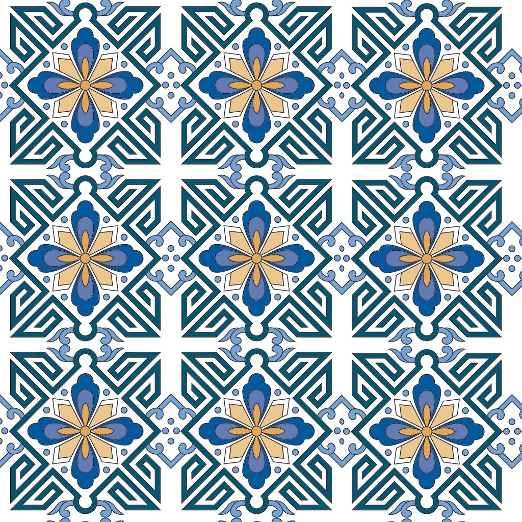 Papel De Parede Adesivo Para Cozinha Azulejo Ladrilho Retrô Azul Lavável 3D - Pro Decor