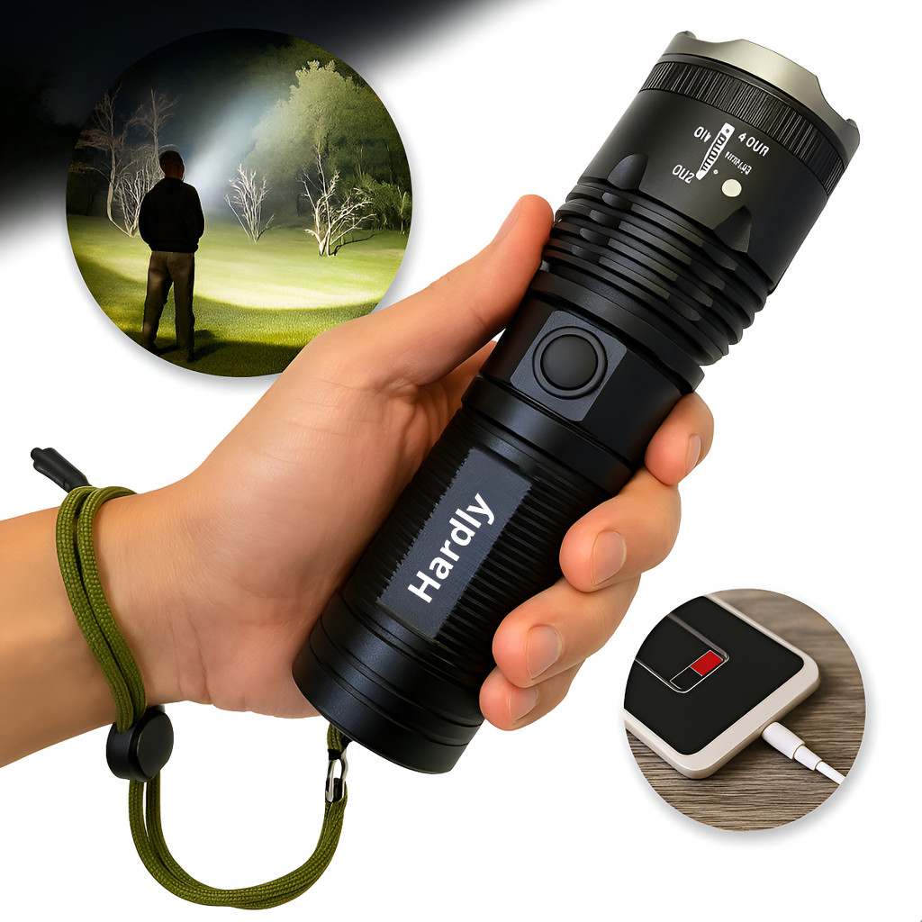 Lanterna Led Tática Recarregável 2km Potente Zoom Militar USB Resistente Água em Oferta na Shopee