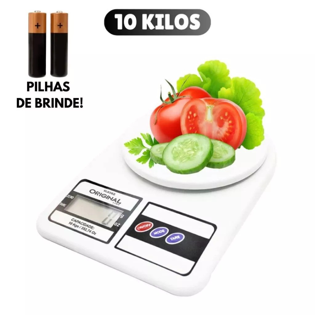 Balança Digital de Cozinha 1g a 10Kg SF400 - Nutrição e Dieta Alta Precisão Portátil Versátil Confeitaria Fitness
