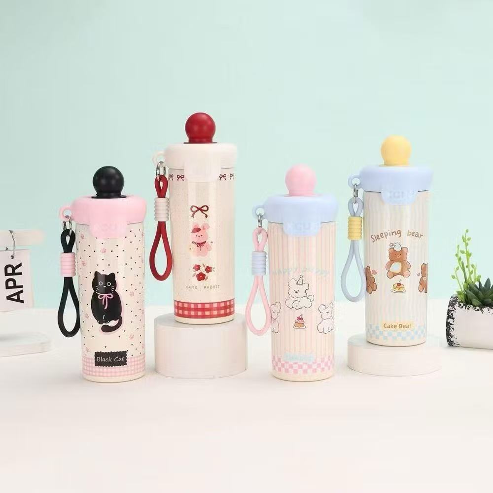 Cute Copo Térmico em Aço Inoxidável 500ML com Canudo, Alça e Isolamento a Vácuo em Oferta na Shopee