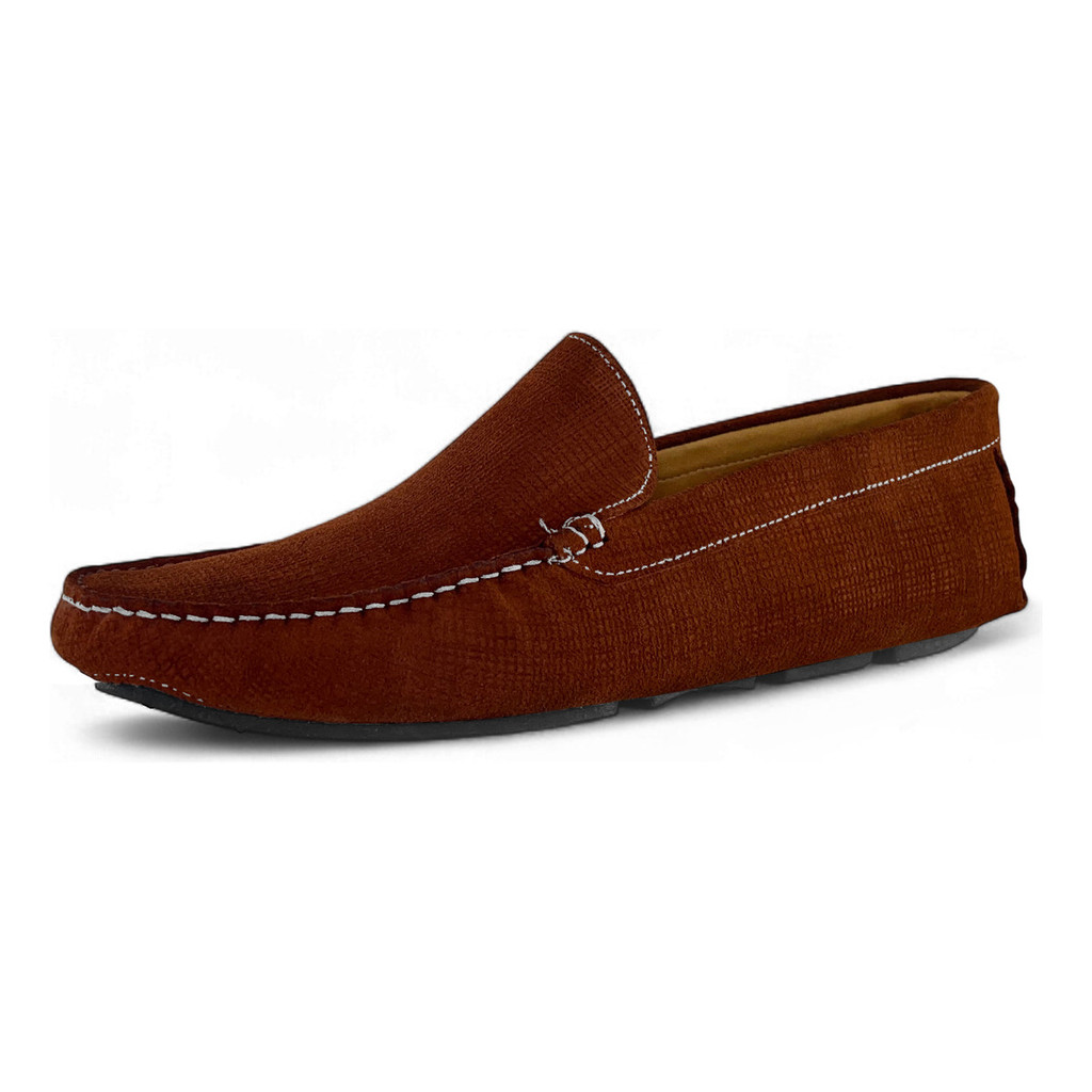 Drive Masculino Mocassim Couro Camurça Linho Forrado Couro