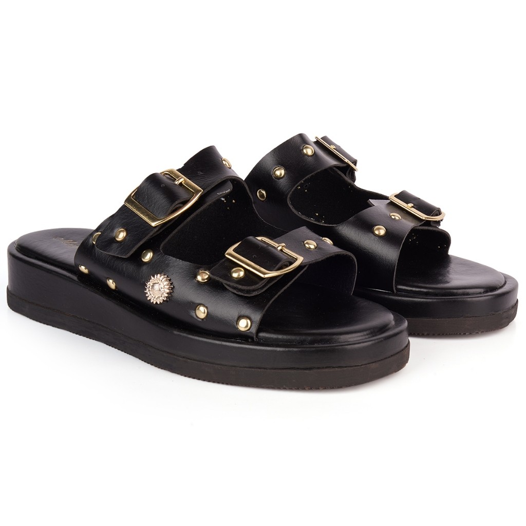 Sandália Papete Feminina Flatform Rasteira Confortável com Spike Ilhós Fivela em Oferta na Shopee