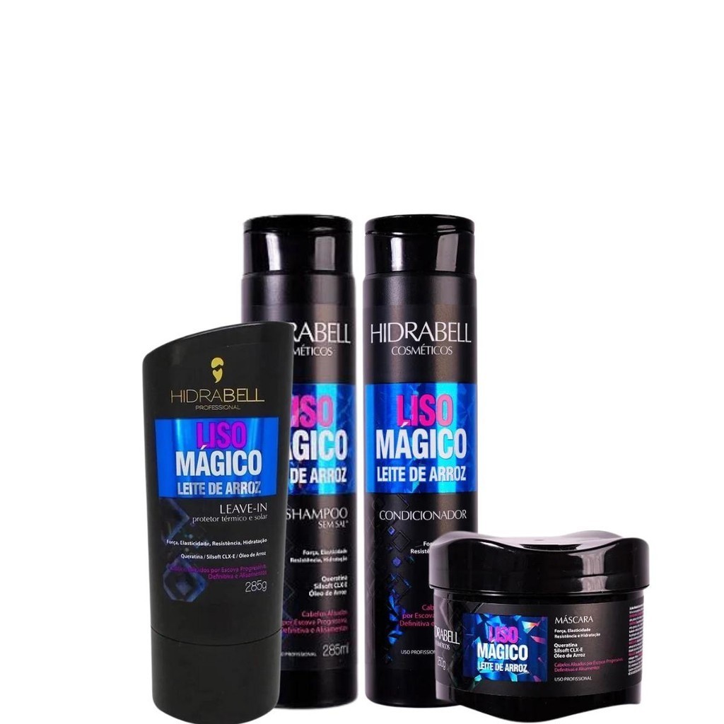 Kit Hidrabel Liso Mágico  - Shampoo + Cond. + Masc. + Leave