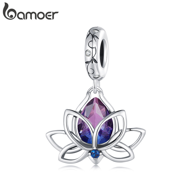 Bamoer Bead Lotus Pingente DIY Pulseira Colar Acessórios Para Presentes Femininos