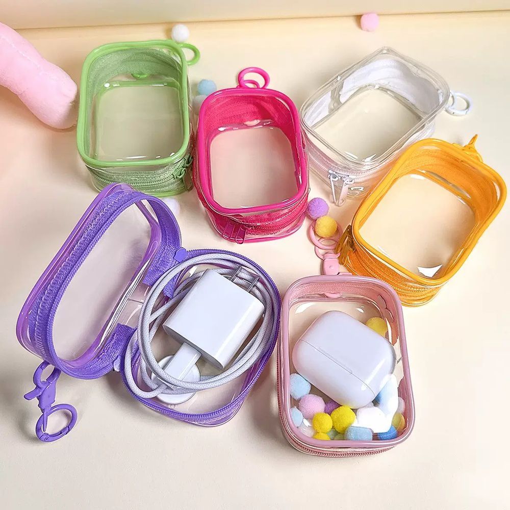 Bolsa pequena Chaveiro Transparente Colorido – Organizador de cabos e objetos pequenos