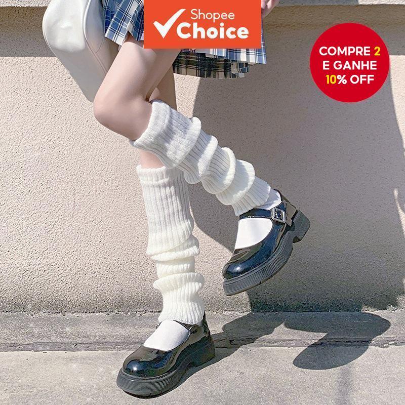 Meias Lolita Até O Joelho – Polainas De Malha Estilo Japonês De 40 Cm Para Mulheres