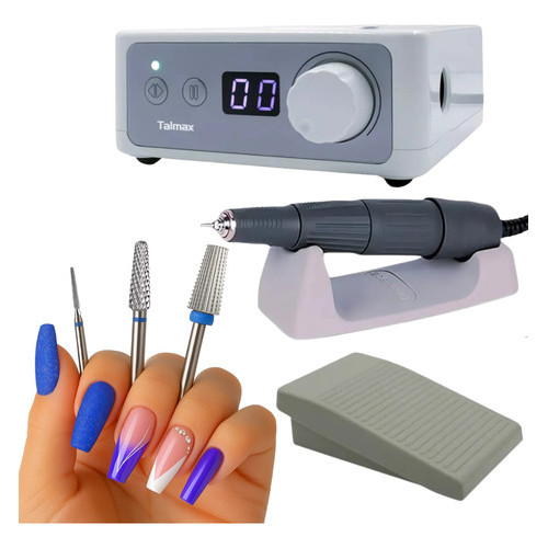 Motor Marathon Lixadeira Eletrica Unhas De Gel Kit 3 Brocas Branco 127/220v