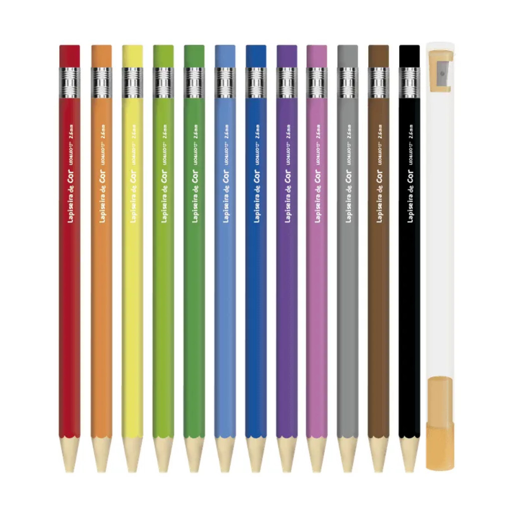 Lapiseira de Cor 2.6mm 12 Cores + Apontador Leo&Leo
