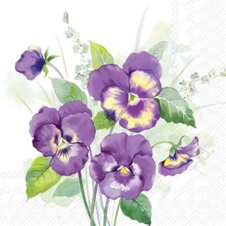 Guardanapo Decoupage 33x33 cm Bouquet Amor Perfeito Roxo 2 Uni IHR em Oferta na Shopee