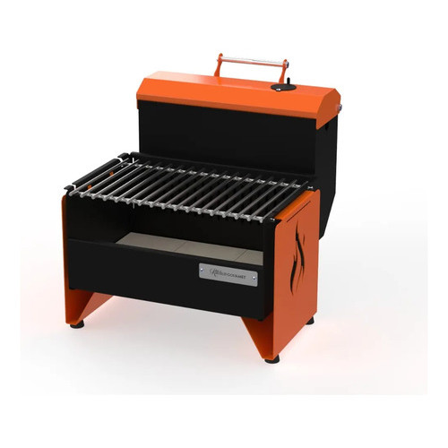 Mini Churrasqueira Parrilha Com Suporte Á Bafo Móvel Camping Preto/laranja