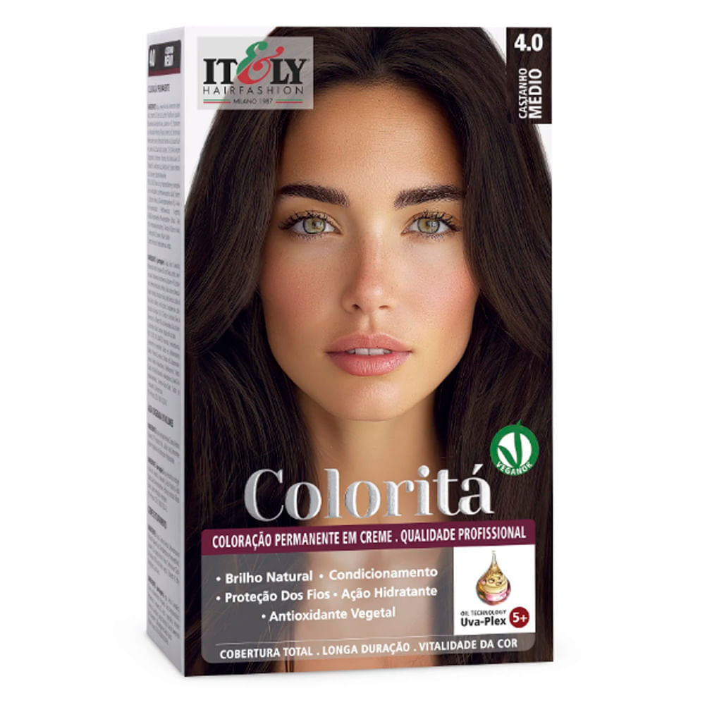 Coloração Itely Coloritá em Creme Cor Castanho Médio 4.0