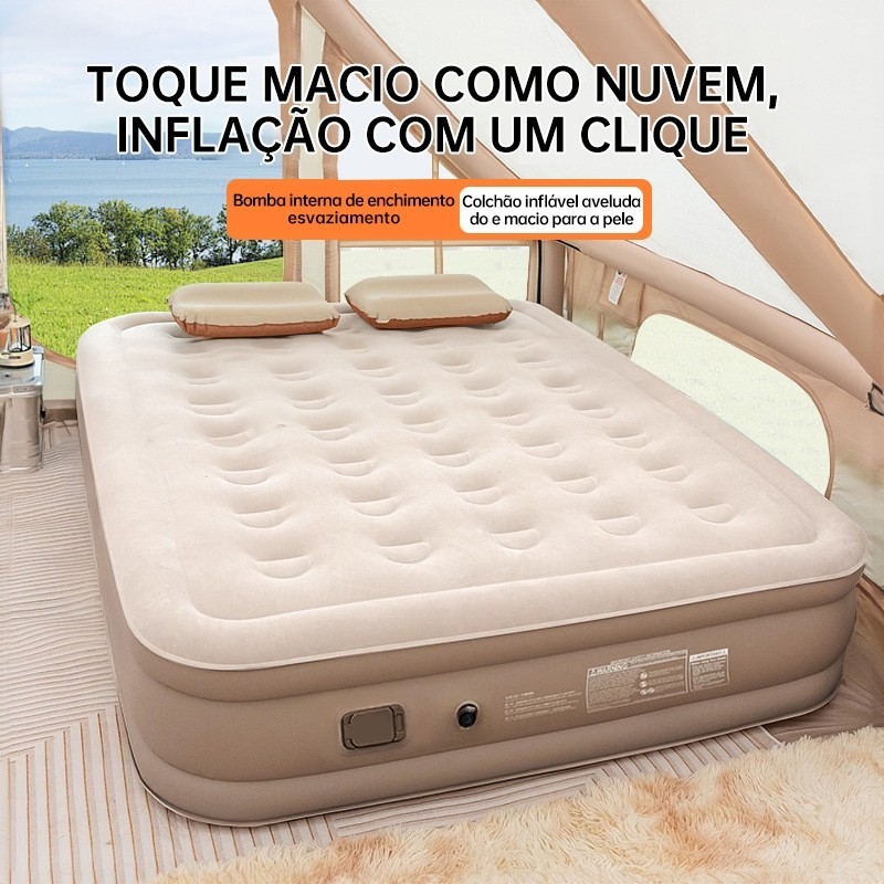 Colchão Inflável Queen Casal Cama De Campanha Bomba Inflável Com Bateria De Lítio Integrada 200*150*40cm em Oferta na Shopee