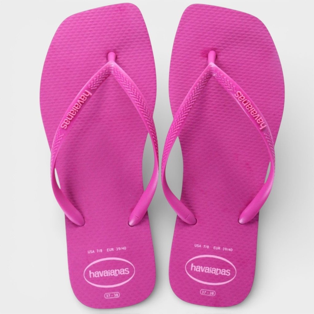 Chinelo Havaianas Slim Square Logo Pop Up Feminino - Magenta em Oferta na Shopee