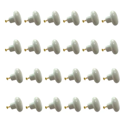 Kit 24 Puxadores Bolinha Redondo Branco Porta Gaveta Armário
