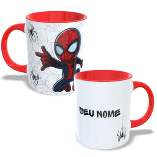 Caneca Personalizada Homem Aranha com Nome Presente Criativo