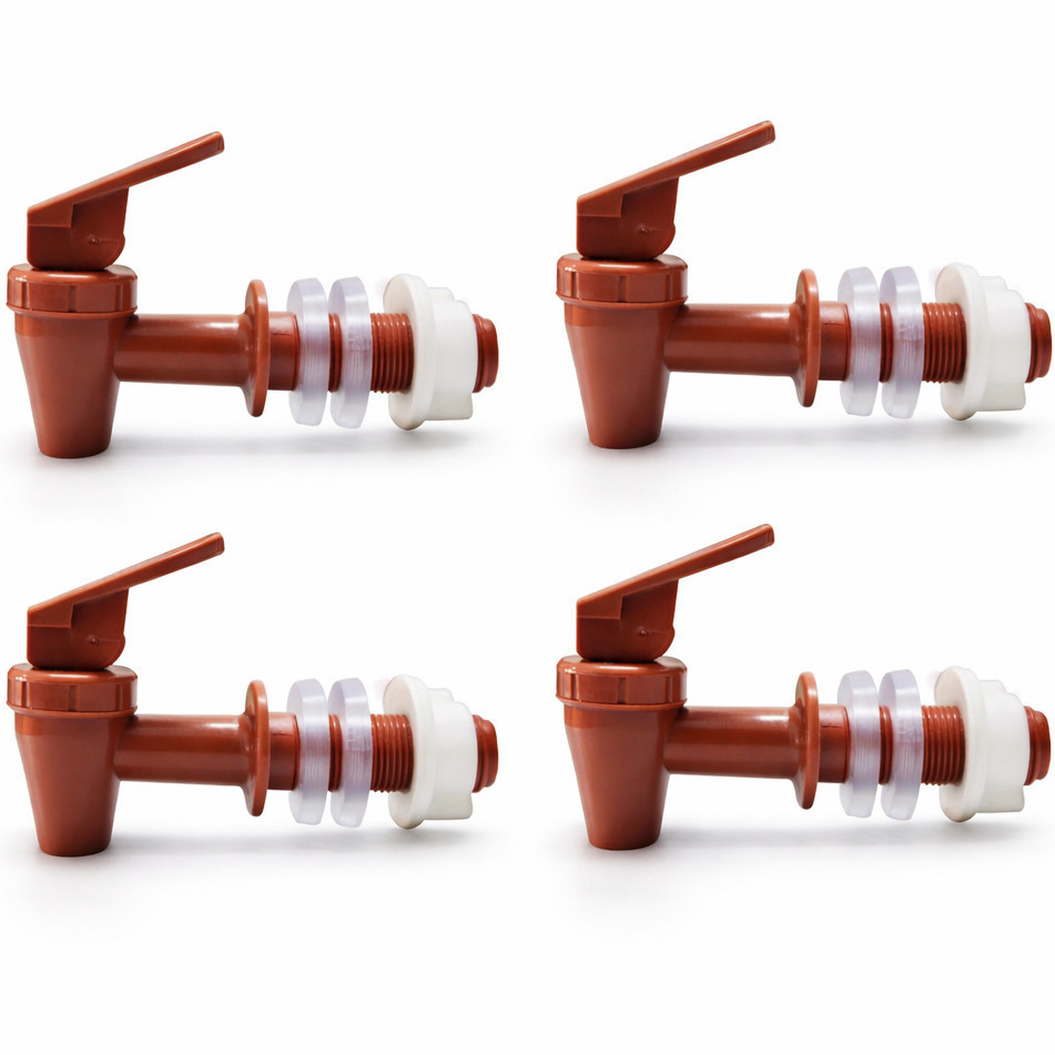 Kit 4 Torneiras Marrom Longa Toque Para Filtro De Barro Bebedouro De Agua Por Gravidade