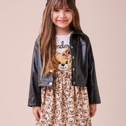 Jaqueta Fake Leather Preta