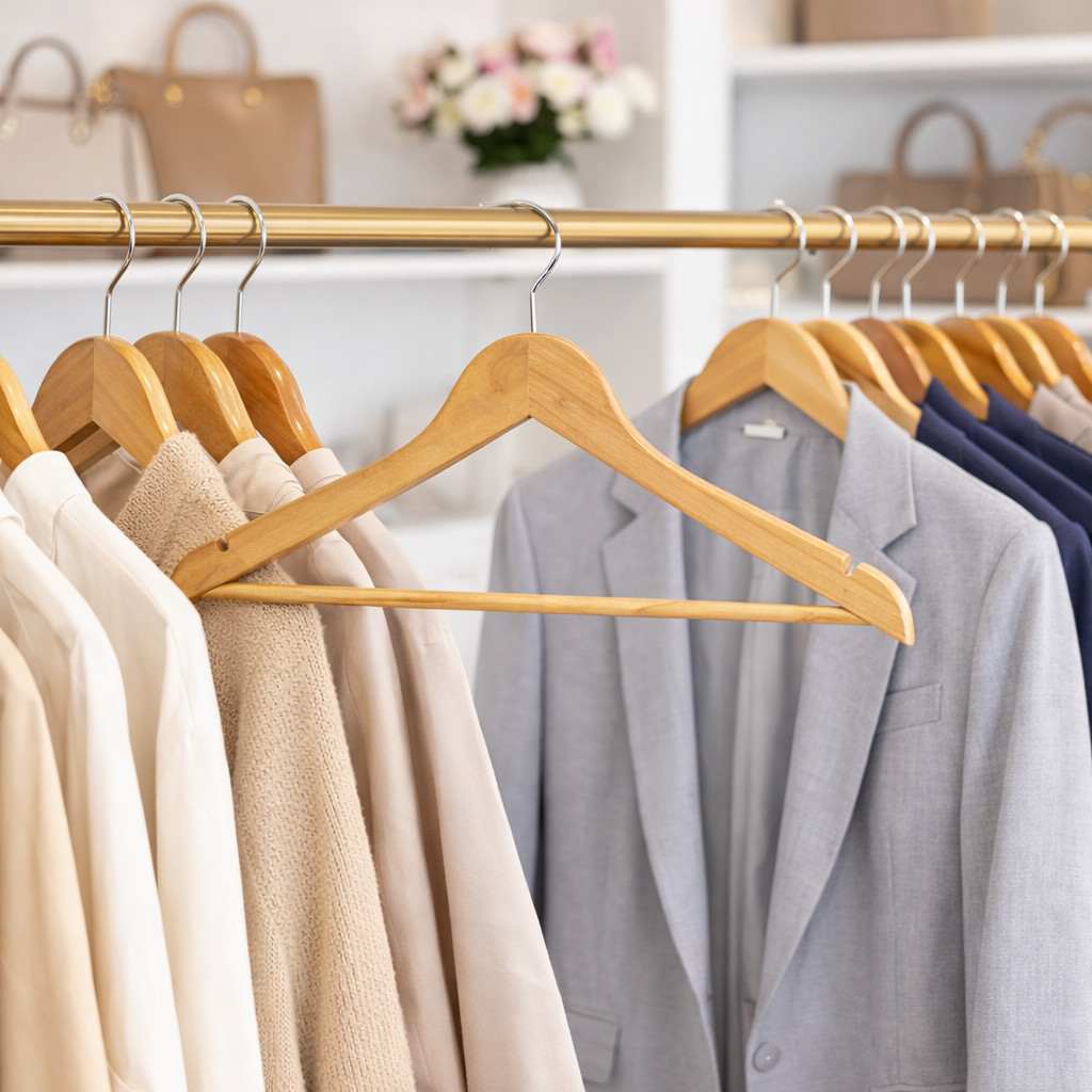 Cabide de Madeira Marfim Envernizado Kit com 40 pecas em Oferta na Shopee