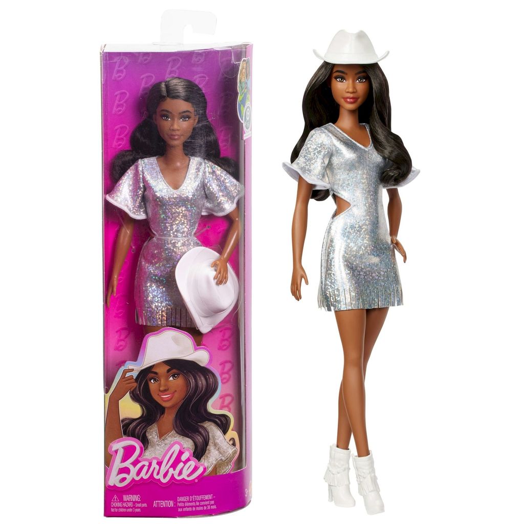 Boneca Barbie Fashionistas Negra Vestido Prateado #239 - Mattel