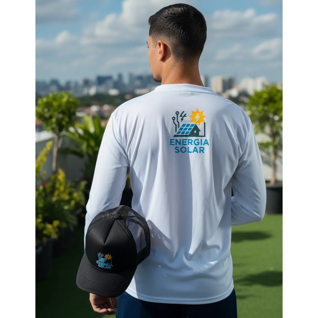 Kit Uniforme Camiseta + Boné Energia Solar Trabalho Farda