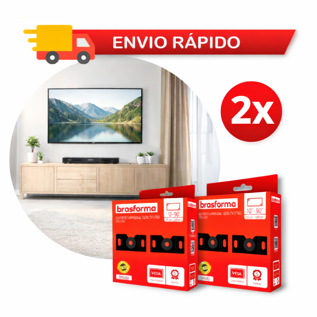 2 Suporte Fixo De Tv Led Lcd Universal 10 A 90 Polegadas Ate 40kg