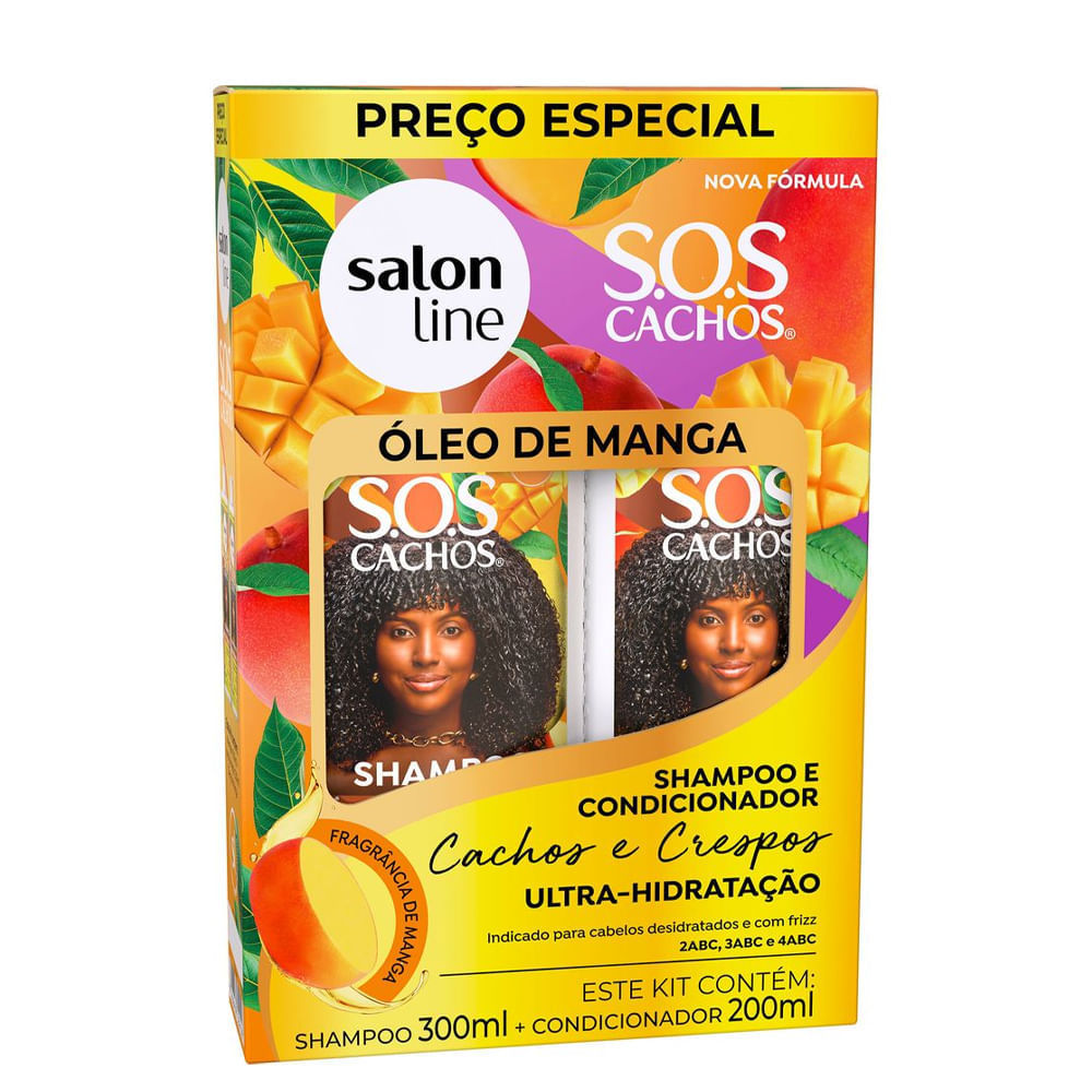 Kit Salon Line Shampoo 300ml + Condicionador 200ml SOS Cachos Óleo De Manga em Oferta na Shopee