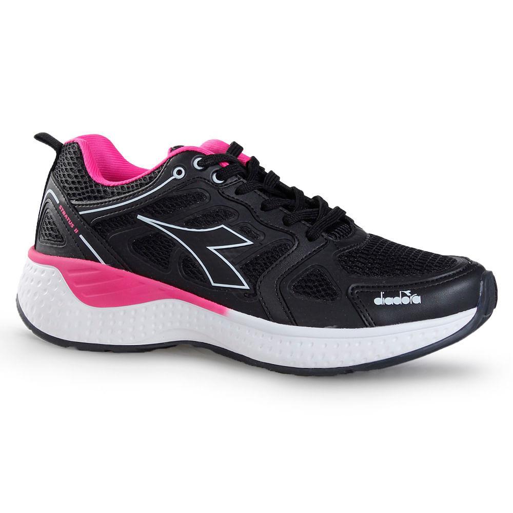 Tênis Corrida Feminino Diadora Stratus II Preto e Pink em Oferta na Shopee