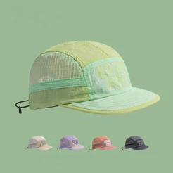 Boné Five Panel Bordado Malha Feminino para Casal para Corrida Bicicleta Uso Diário Estilo Streetwear Moda Chapéu