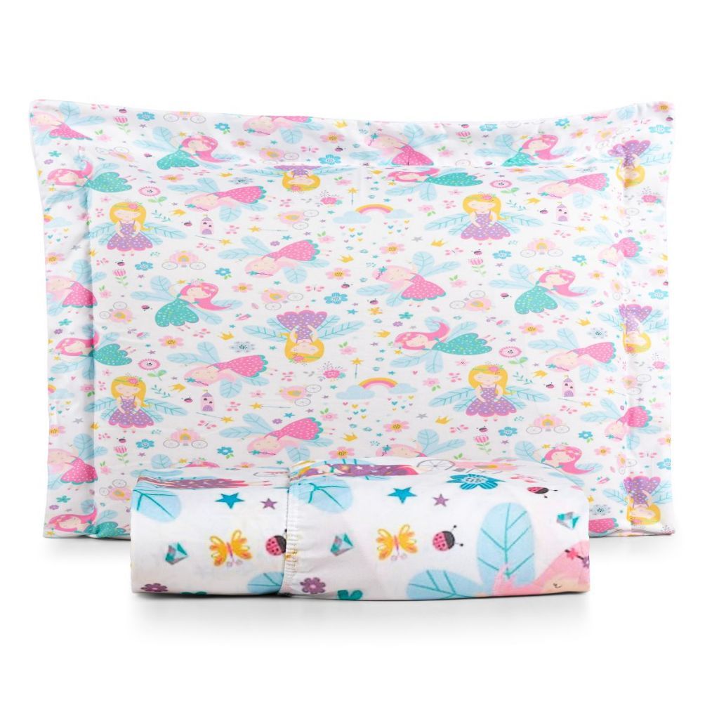 Jogo Lençol Roupa Cama Solteiro Avulso Elastico Quarto Menina Decoração Toque Macio Fada Rosa Luxo
