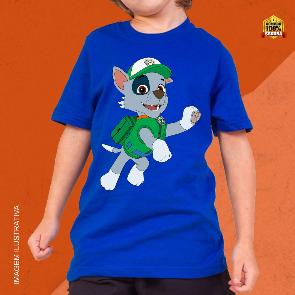 Camisa Camiseta Patrulha canina Rocky 100% Algodão Infantil Envio imediato Blusa unissex