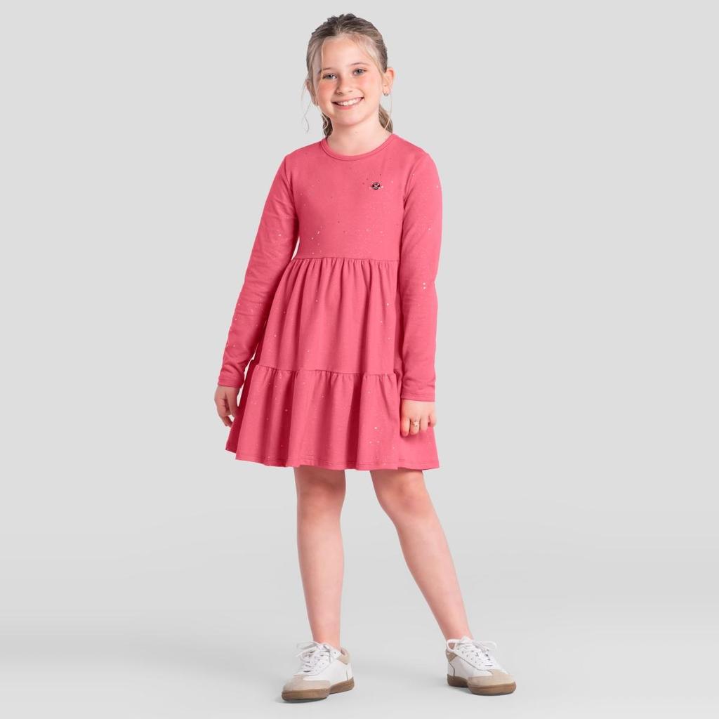 Vestido infantil menina em cotton com glitter Brandili
