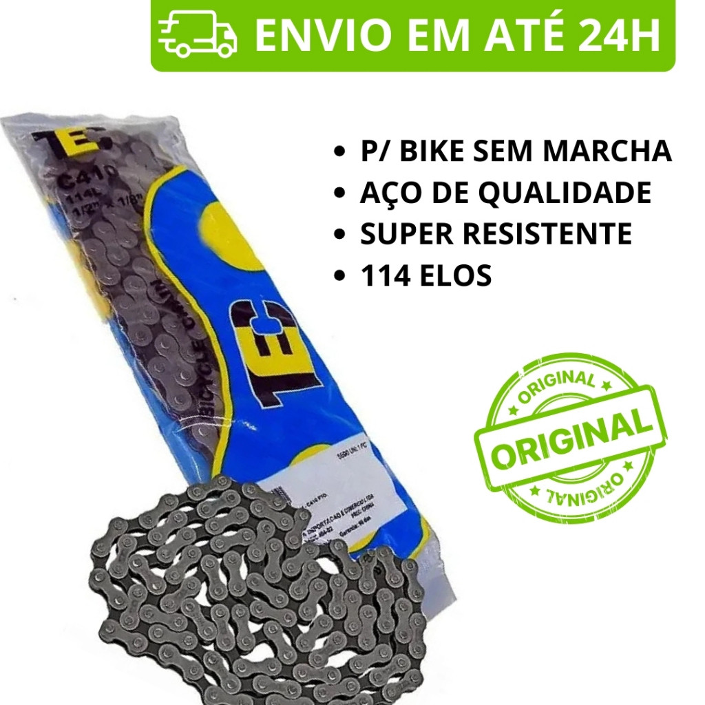 Corrente Grossa P/ Bicicleta Sem Marcha Original Tec 1/2x1/8 114 Elos em Oferta na Shopee