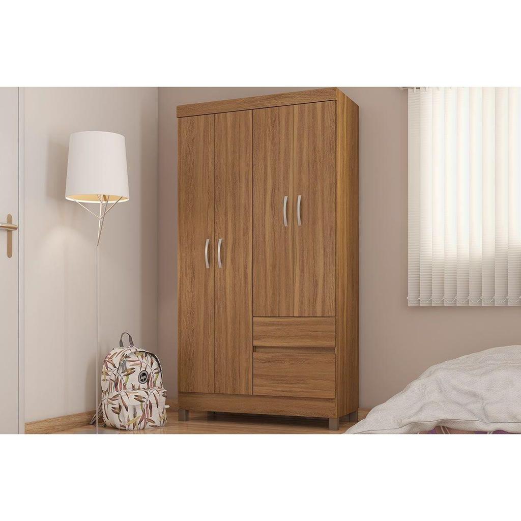 Guarda Roupa Solteiro 4 Portas e 2 Gavetas Lotus Amêndola Touch - Demóbile