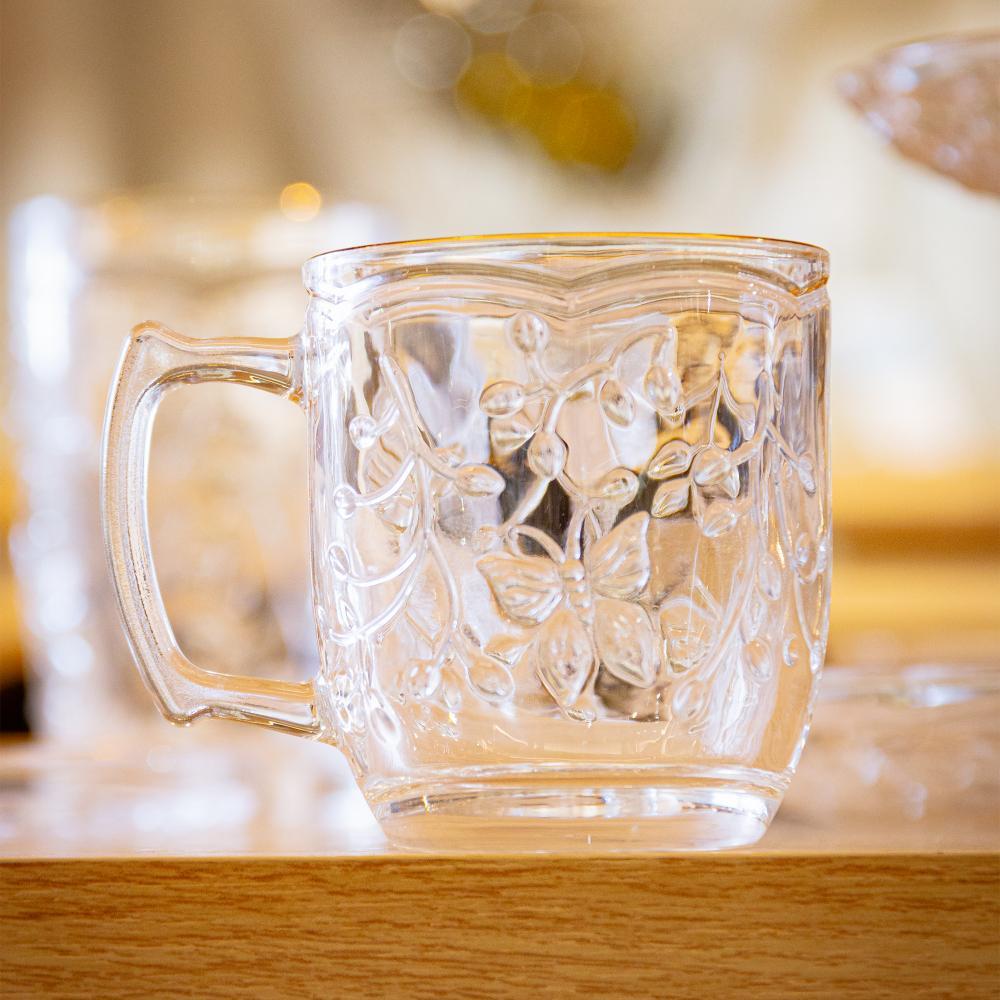 Caneca Lyor New Butterfly com Fio de Ouro 200ml Vidro