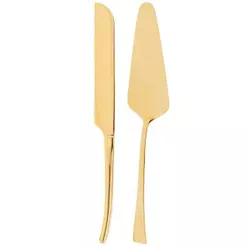2 Peças para Bolo Berna Dourado Aço Inox Wolff