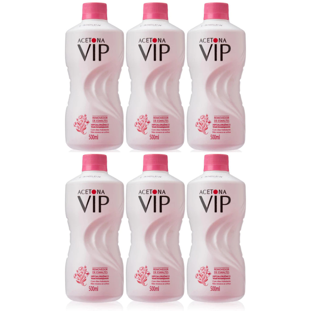 Kit C/6 Acetona - Removedor Esmalte Vip 500ml